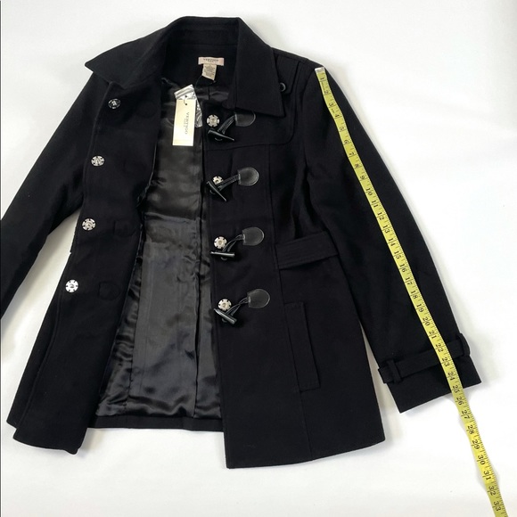 Vértigo Paris Women Classic Duffle Style Toggle Coat Size L Black Dry Clean - Picture 11 of 16